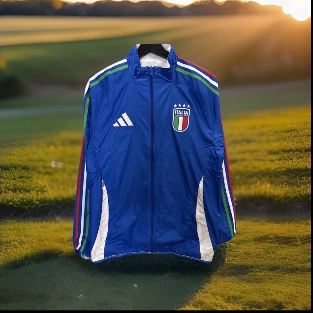🇮🇹 Adidas [S] Reversible Italy FIGC Anthem Soccer Jacket Blue/White IX0418